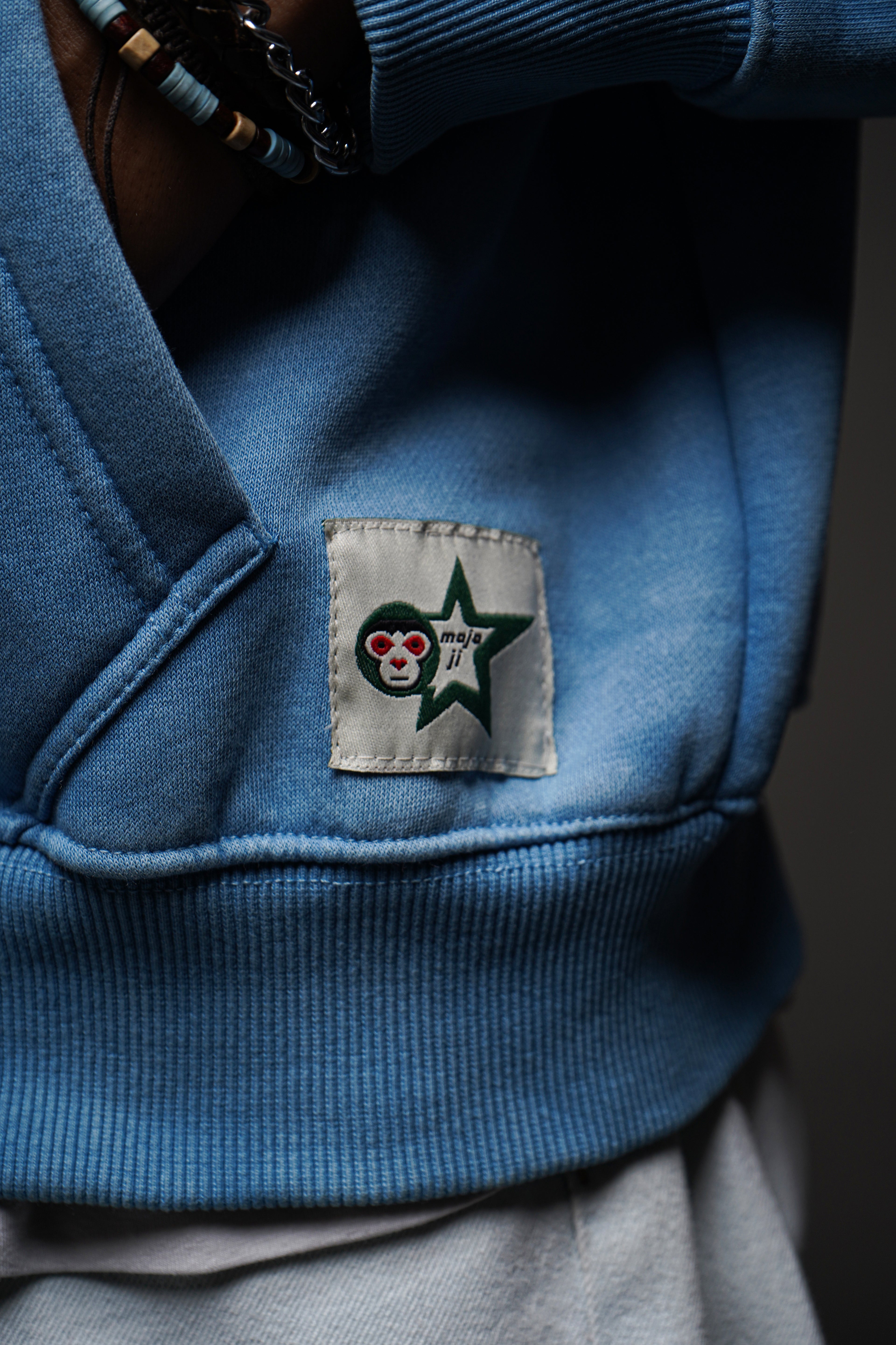 MOJO JI Acid Wash Blue Hoodie