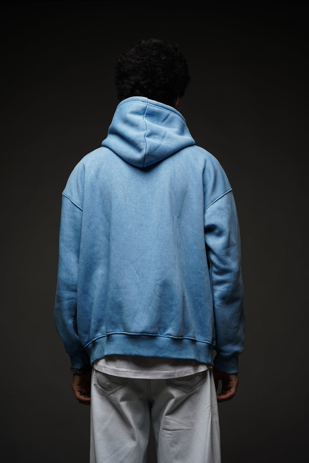 MOJO JI Acid Wash Blue Hoodie
