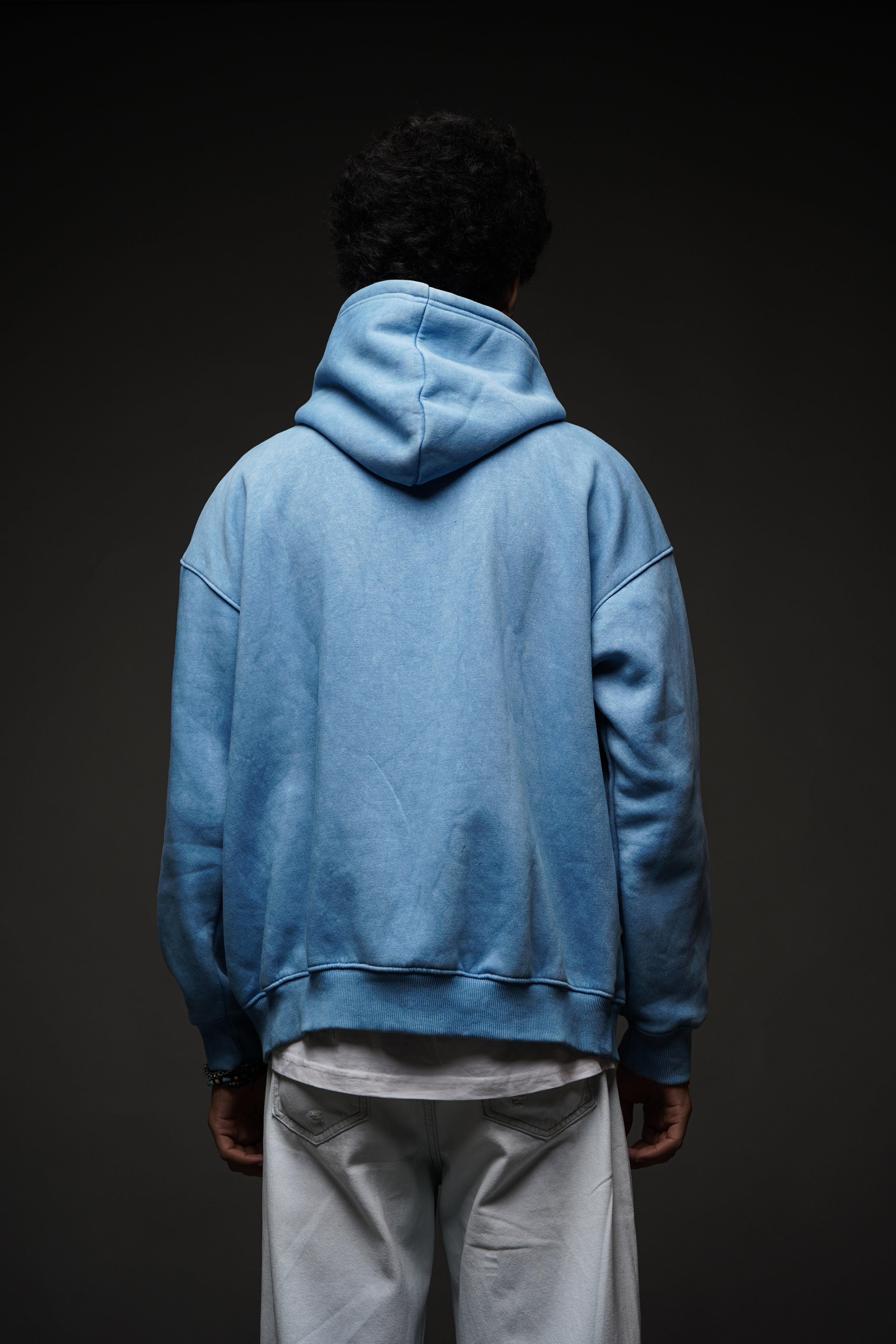 MOJO JI Acid Wash Blue Hoodie