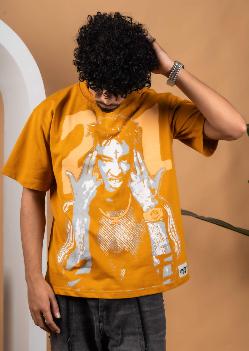 21 Savage Mustard Oversized Tee - mojo ji