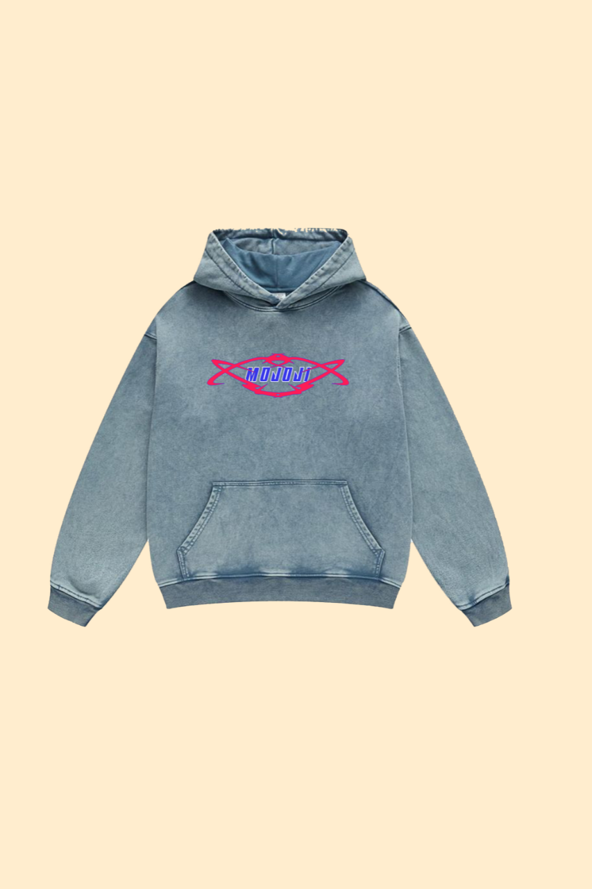 MOJO JI Acid Wash Blue Hoodie