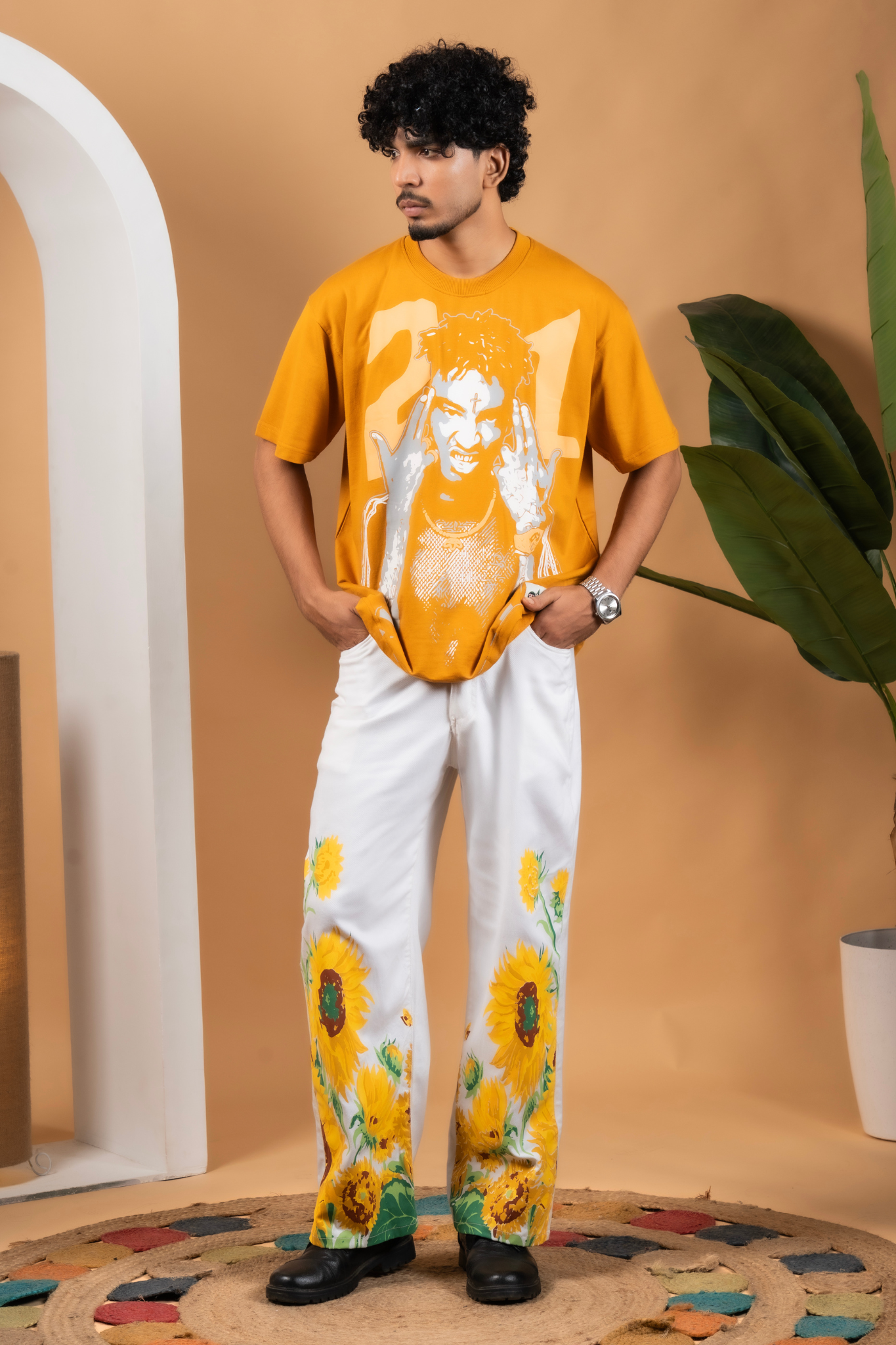 White Denims Sun flower Pants