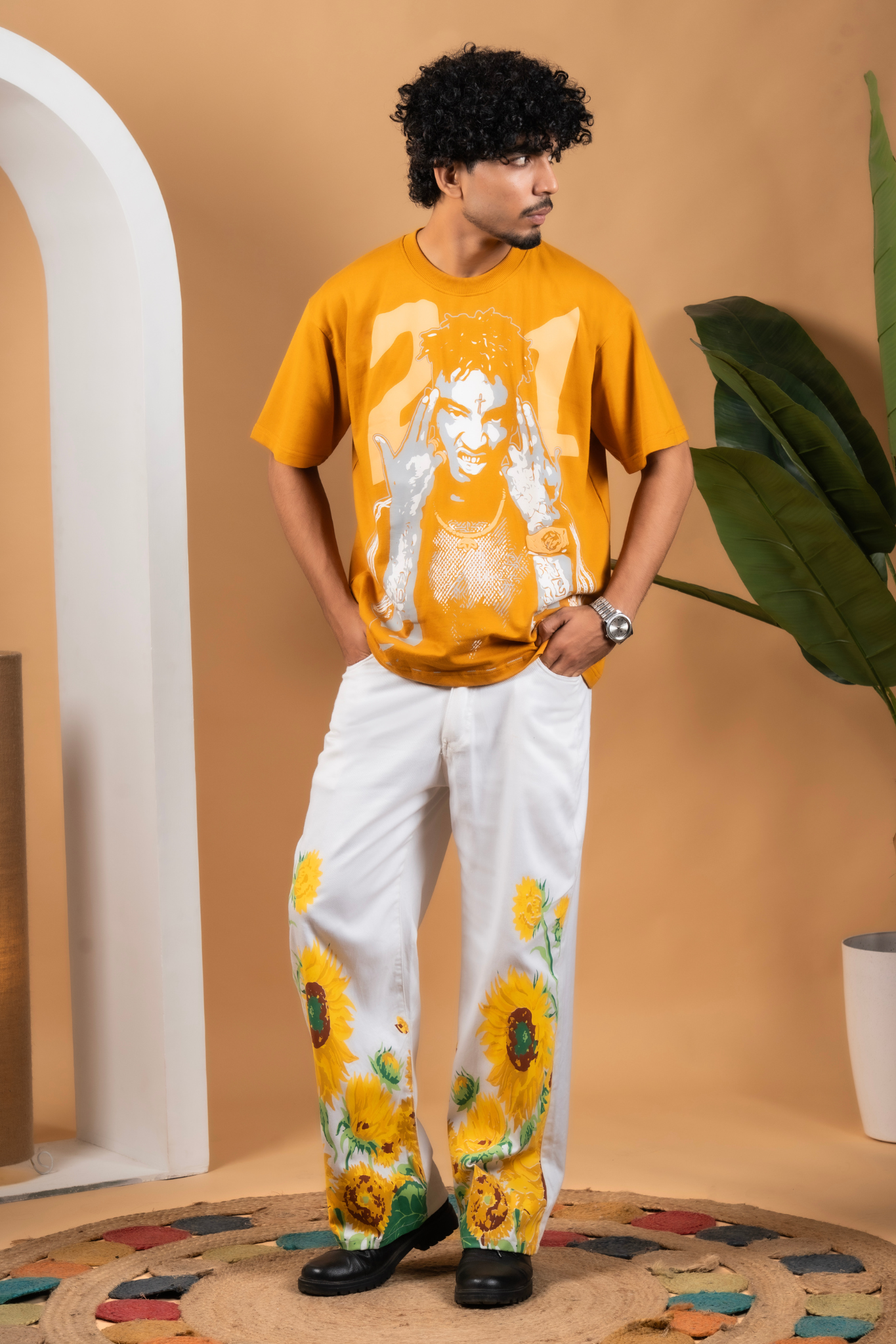 White Denims Sun flower Pants