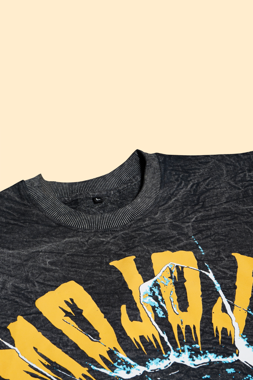 Third eye Acid Wash Printed T-shirt