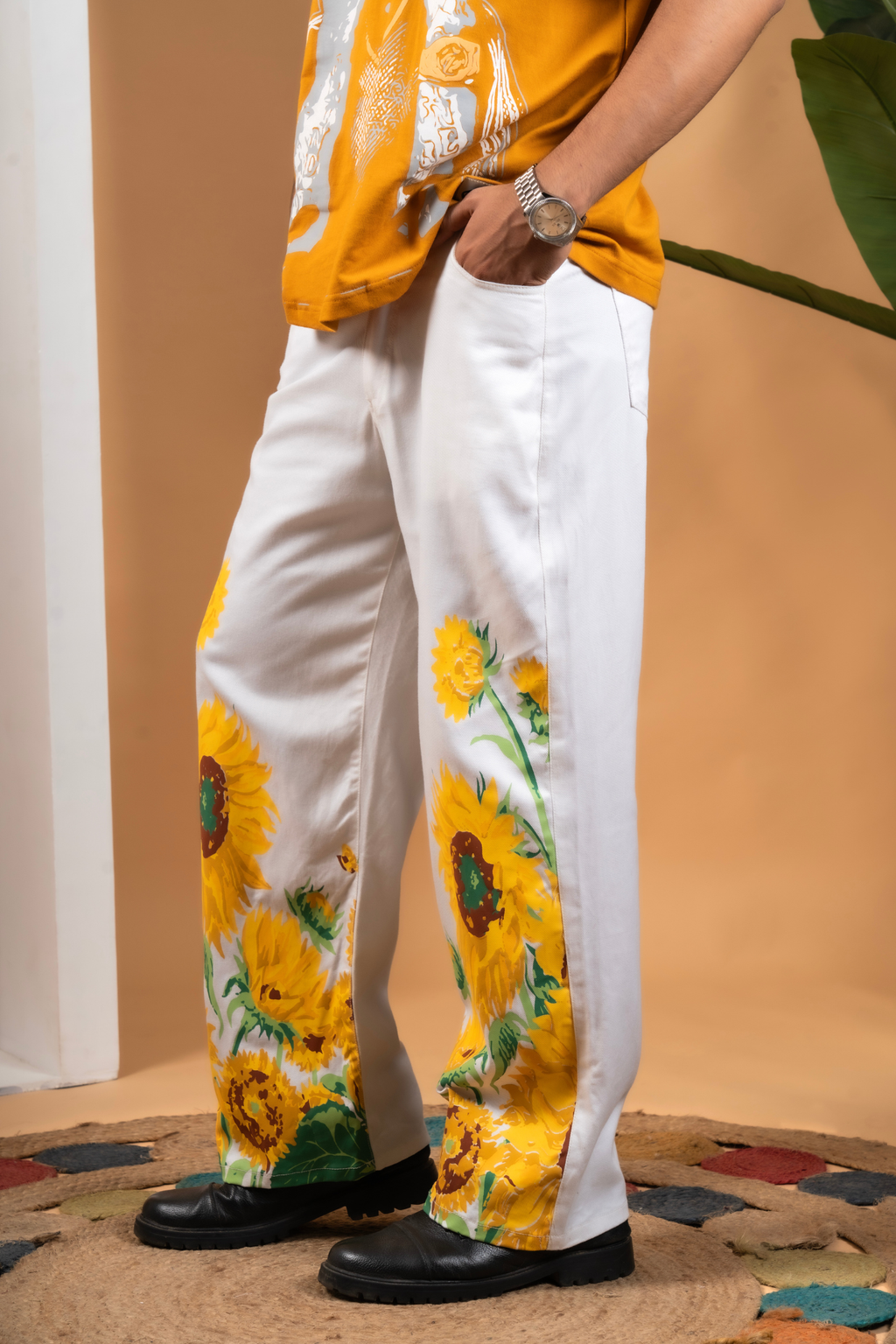 White Denims Sun flower Pants