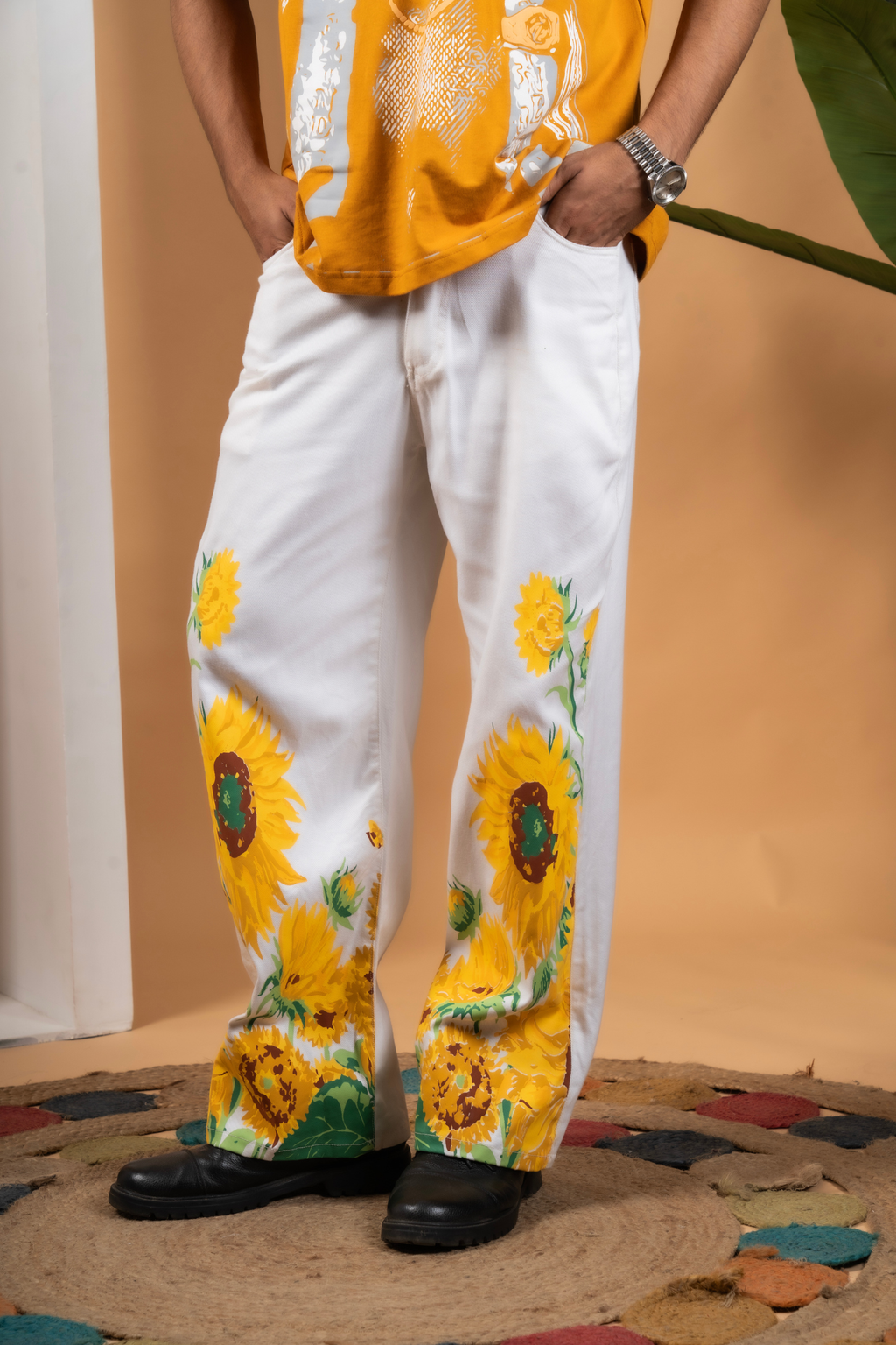 White Denims Sun flower Pants