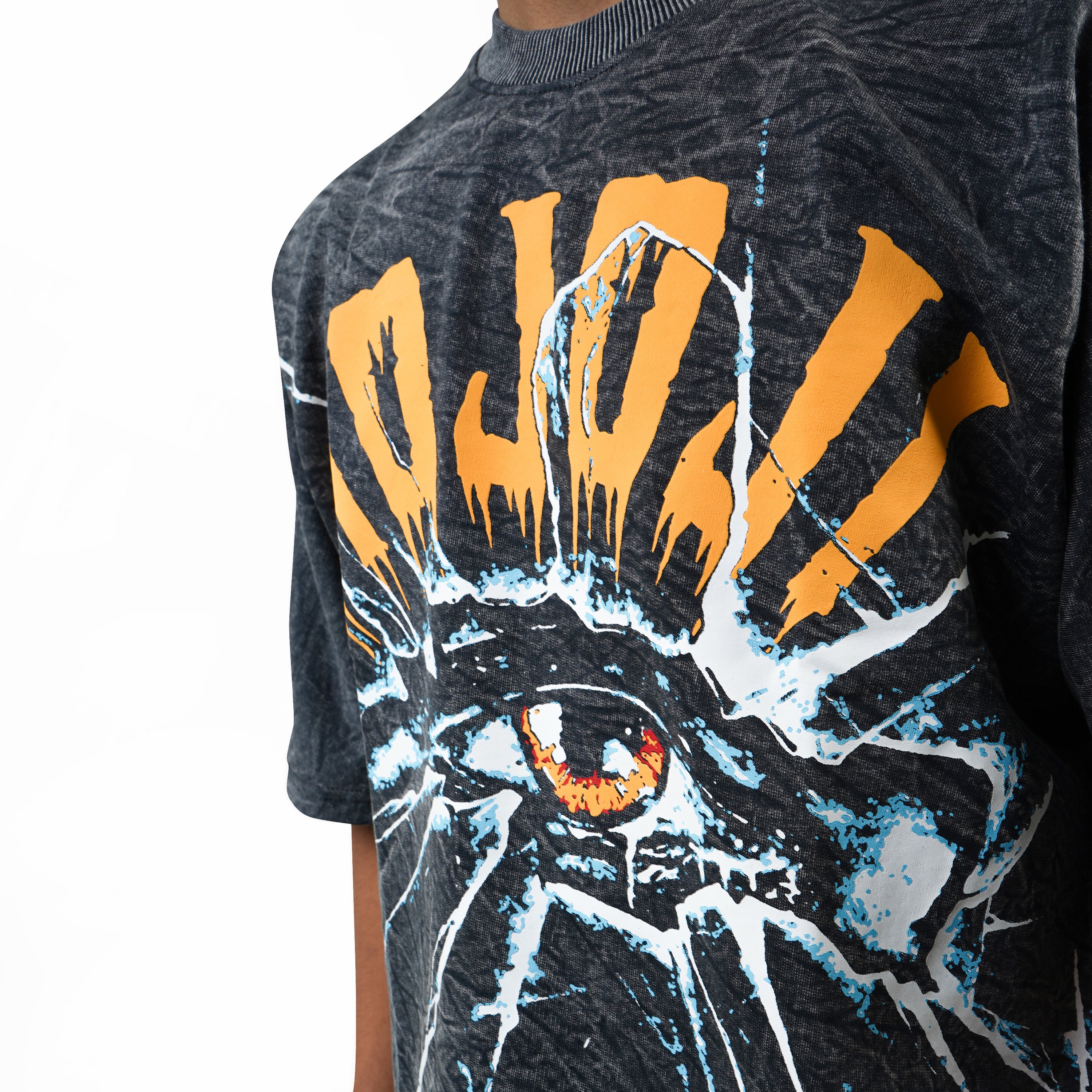 MOJO JI Acid Wash Printed T-shirt