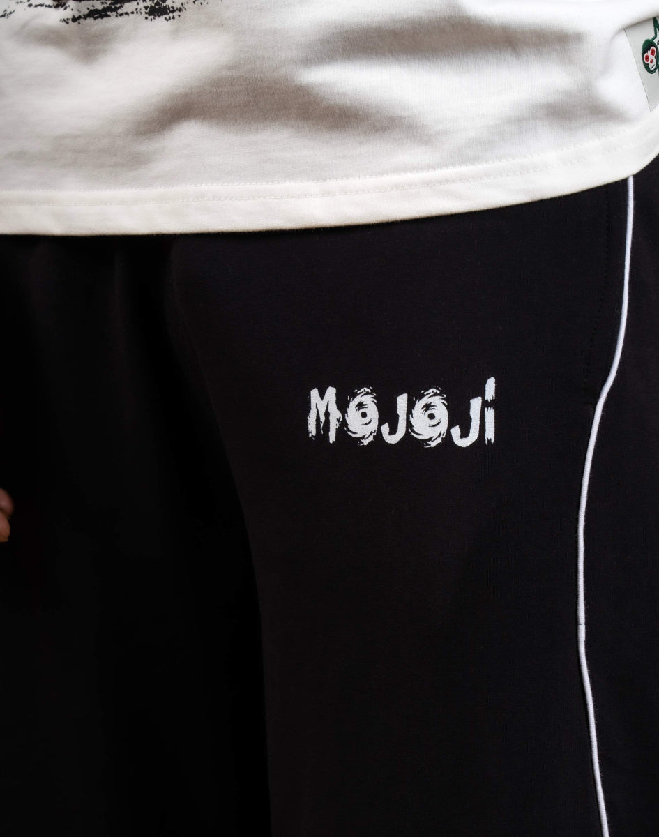 Double Line Striped Cotton Black Lower - mojo ji